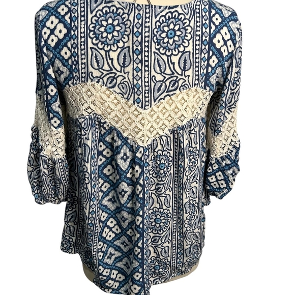 Free People Blue and White Patterned Top - Picture 2 of 6